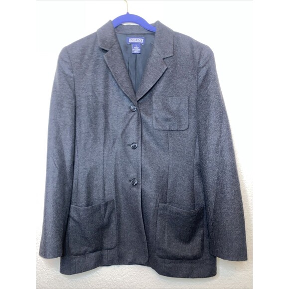Lands' End Wool/Cashmere Pea Coat Jacket Blazer Womens 10 3 Pocket Gray Work EUC - Picture 1 of 11
